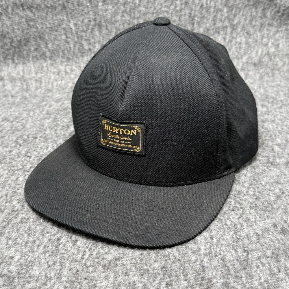 Burton Durable Goods Mens Snapback Hat Black Wool Blend 57cm Snowboarding US
